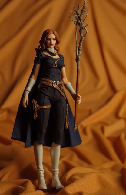 a superhero action figure with detailed costume, action figure style