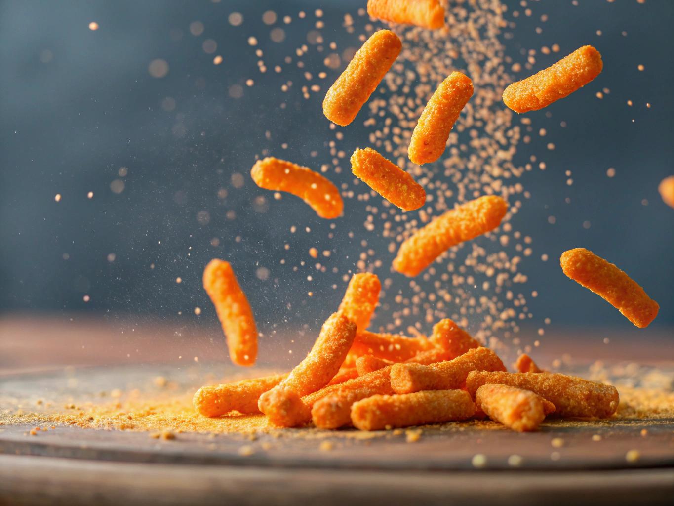 cheese cheetos flying
