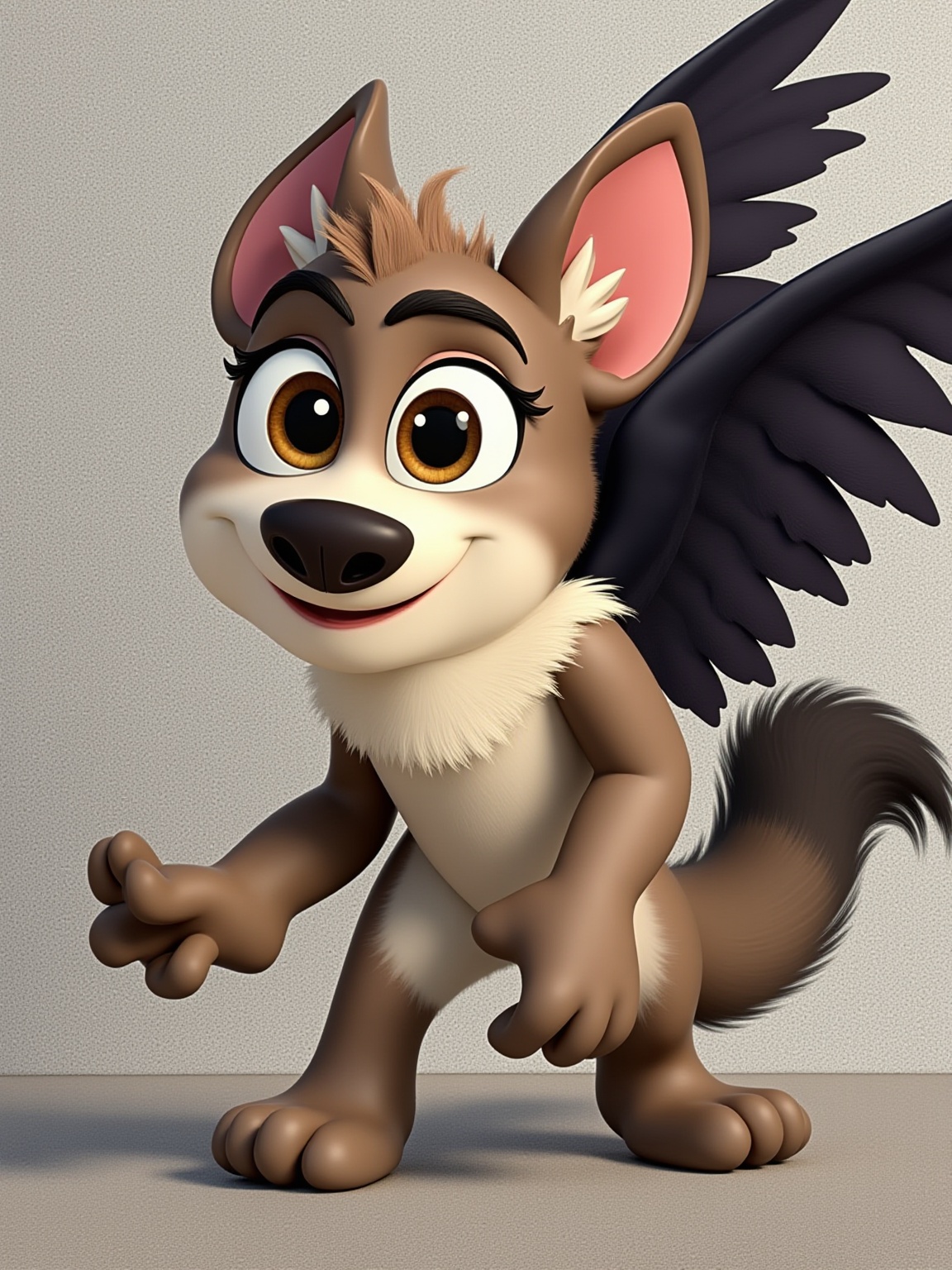a cute character with big expressive eyes, disney pixar style