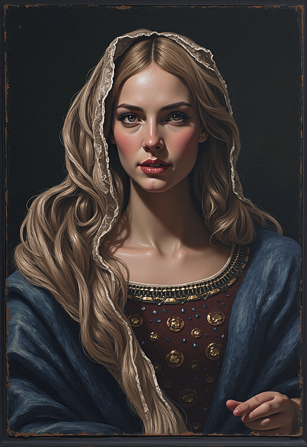 Remix the image while maintaining the original style and quality, changing it to a restored version of this painting.