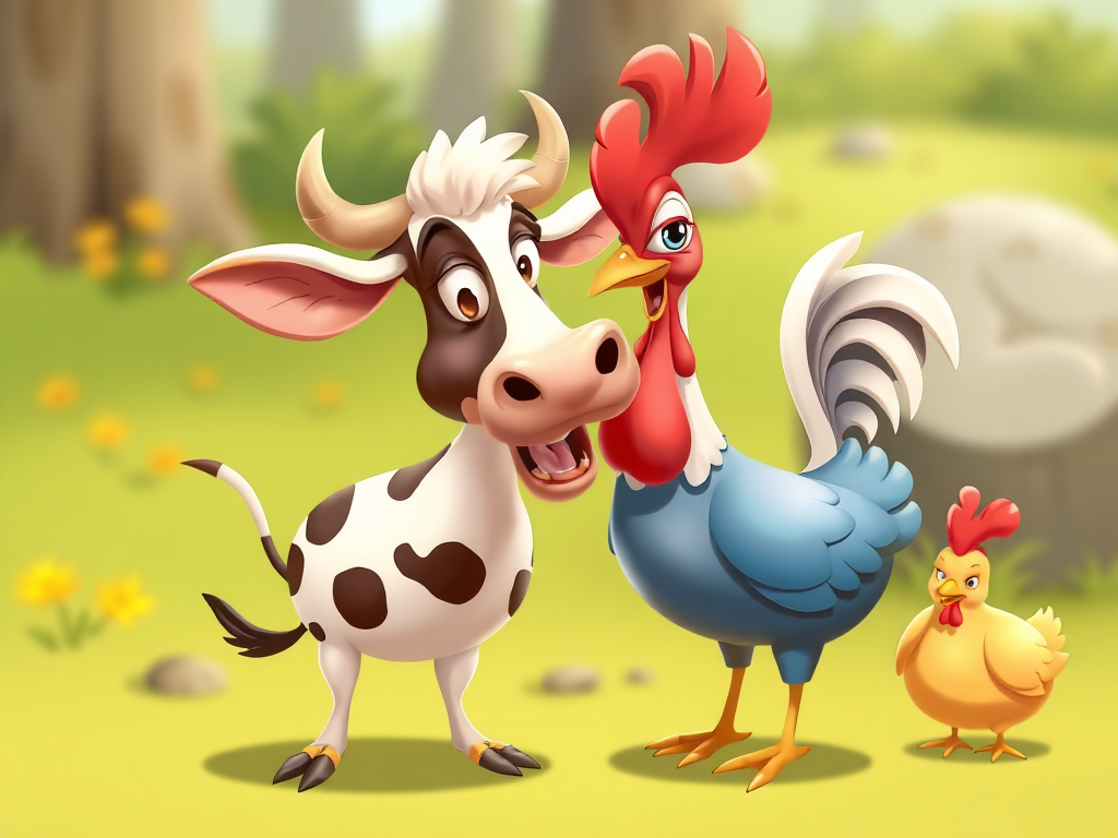 A whimsical caricature of Mam character of "cow and chicken" animation
