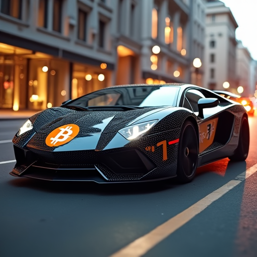 Super car with Bitcoin logo on it 
