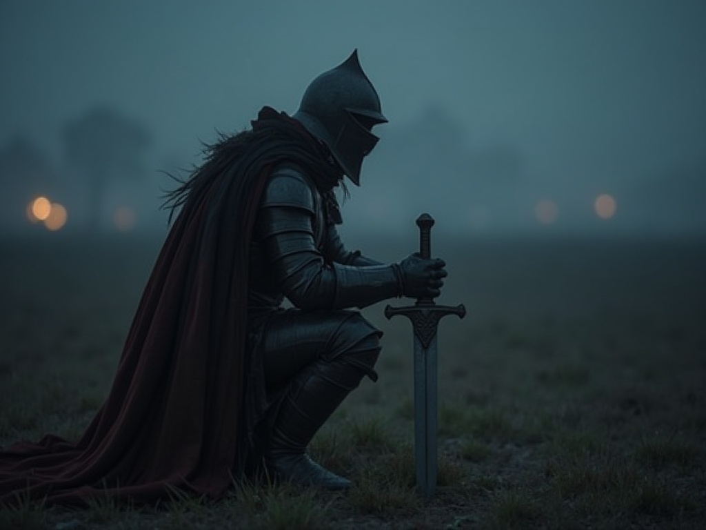 wide-shot-of-a-knight-standing-on-one-c06sf9qyuo
