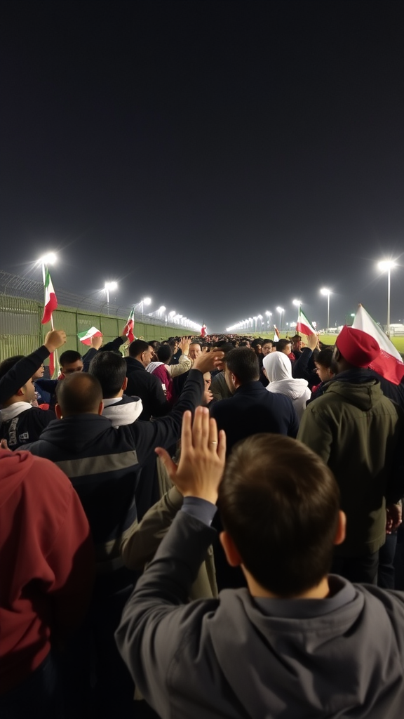 People across the Iranian border joined hands