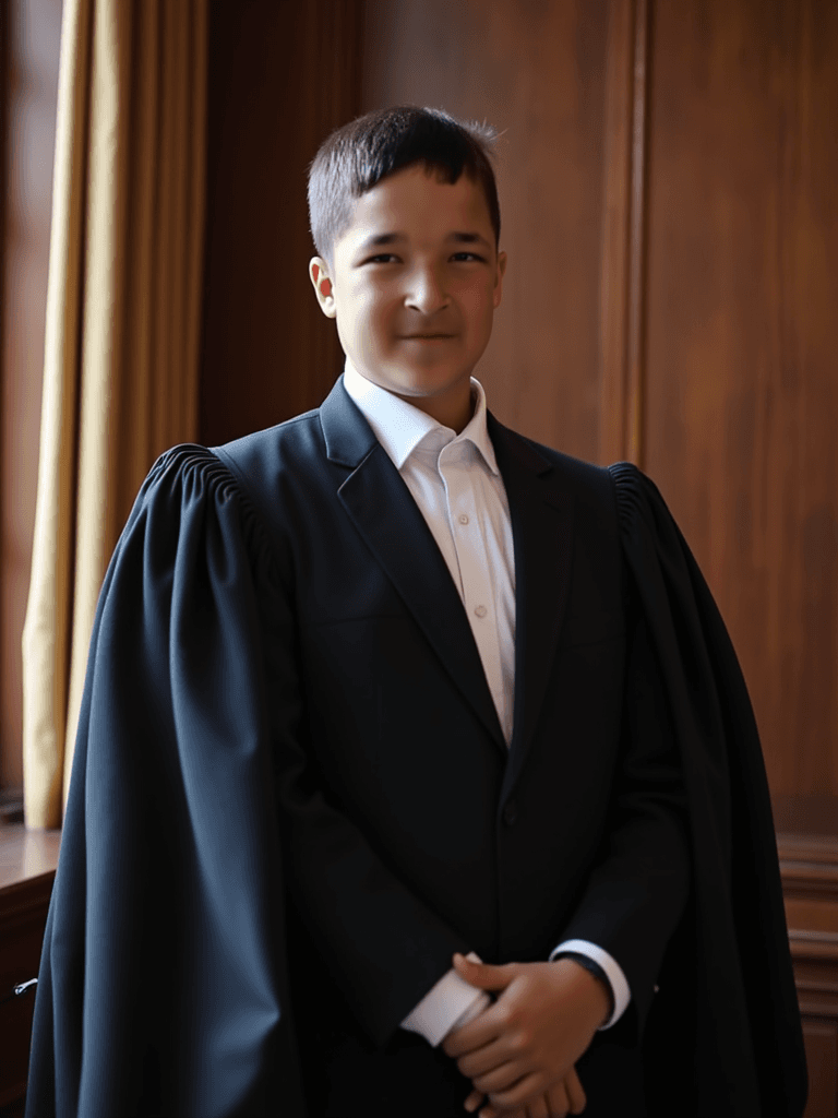portrait of a man's profession as a judge in an appropriate setting