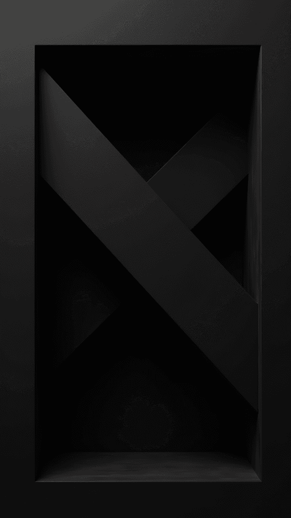 Wallpaper asymmetry geometry art. The asymmetry. Geometric abstraction in black space: huge rectangular black suede gradients.  