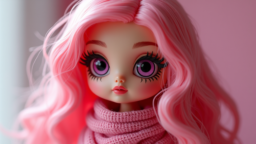Создай арт: 3D-кукла в стиле Bratz, из soft touch пластика.

Персонаж - во весь рост, повторяет внешность и аутфит с моего фото. Копируй каждую деталь: русые кудрявые распущенные волосы, губы, зелёные глаза, черты и пропорции лица. Одежда - точь-в-точь, с акцентом на стиль и текстуры. Кукла лежит в пластиковом углублении, которое повторяет её силуэт. Создай коллекционную экшн-фигурку человека как дорогую игрушку в упаковке.

Стиль: максимально реалистичный, как для рекламы или сториз (соотношение 9:16).

Имя Elnara- буквы впечатаны и
выгравированы на коробке Аксессуары внутри коробки:

Разложены рядом с куклой по своим местам в отдельных ячейках аксессуары, которые подходят мне по атмосфере и характеру.