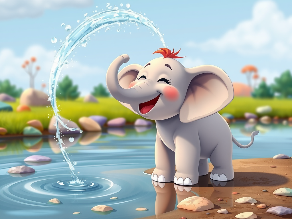 a-cheerful-baby-elephant-spraying-water-7260nnb5rz