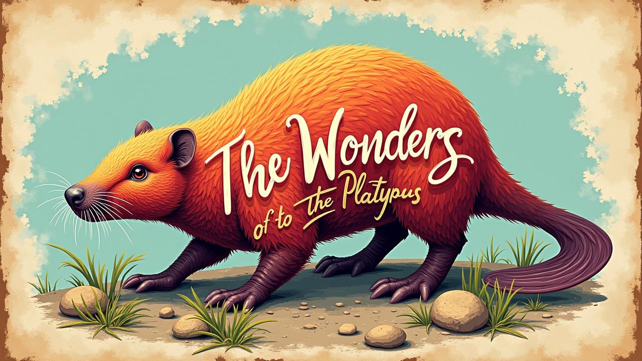 The picture of a platypus is attractive and interesting and written on it the wonders of the platypus 