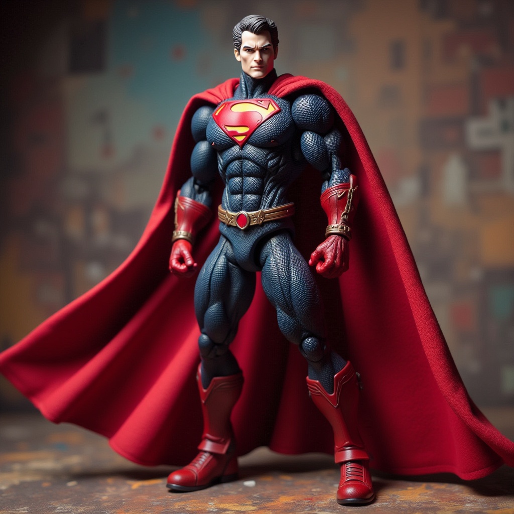 a superhero action figure with detailed costume, action figure style