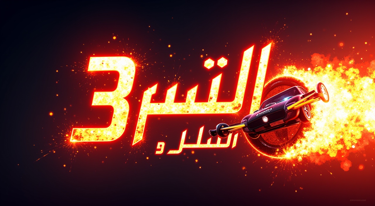 create a rocket league thumbnail , with glowing text that says : ma 3id ma walou
