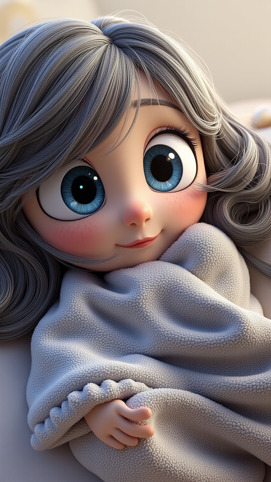 a cute character with big expressive eyes, disney pixar style
Sleep