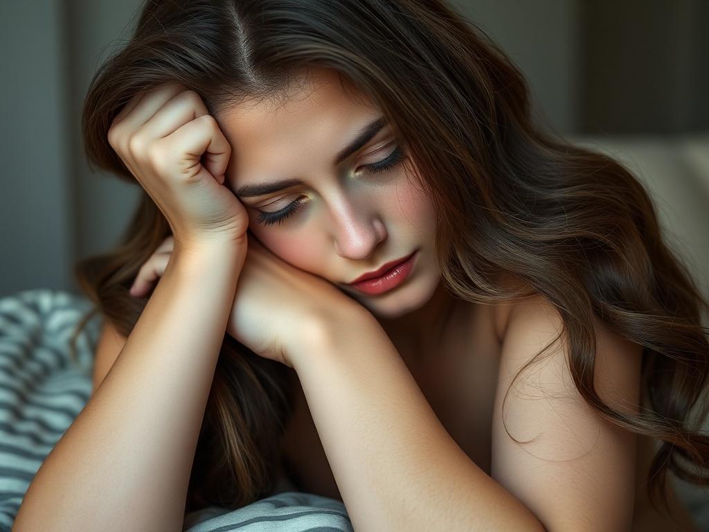 a-young-woman-with-long-wavy-brunette-hair-rests-an69cha4uw-1