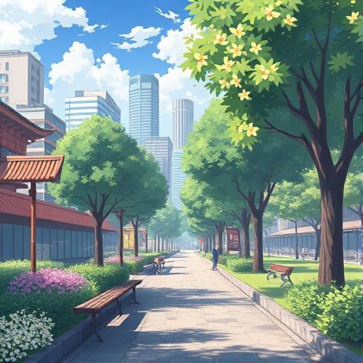 a-park-in-a-city-in-japan-in-anime-art-style-k85tnia97w