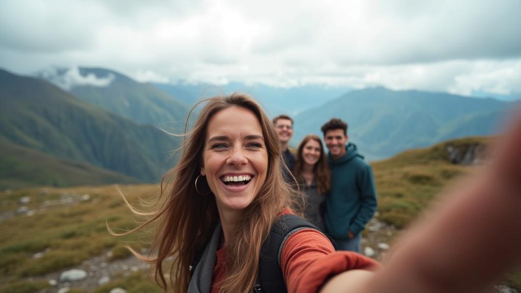 a-woman-taking-selfie-in-the-mountain-with-friends-c5g595r96