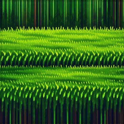A 16x16 pixel art tile depicting lush green grass viewed from directly above, vibrant pixelated texture,  randomized color palette suggesting a whimsical, retro 8-bit videogame aesthetic,  top-down perspective emphasizing detailed pixel arrangement, evoking a sense of playful adventure.
