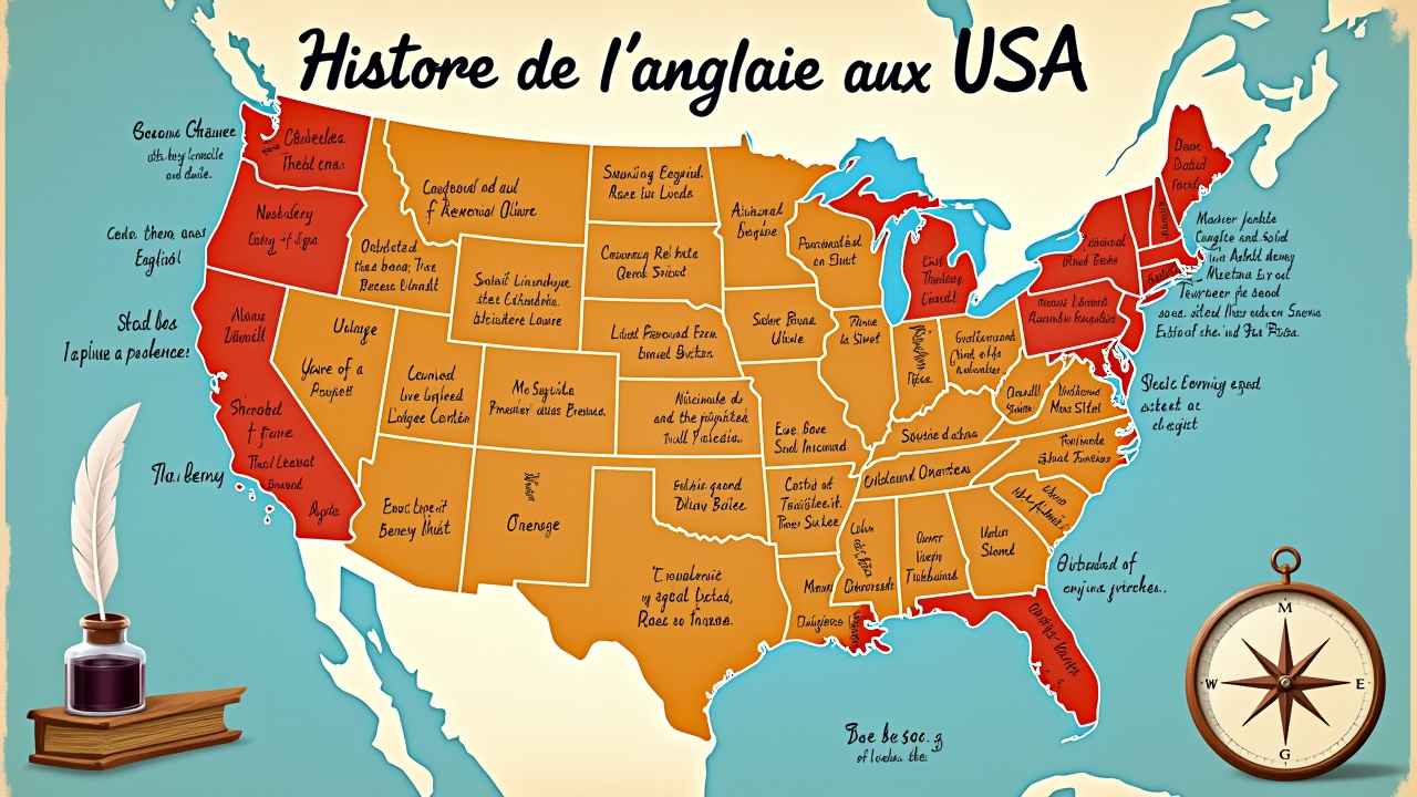 Je veux une miniature de vidéo youtube parlant de l'histoire de la langue anglaise aux Etats Unis d'Amérique.