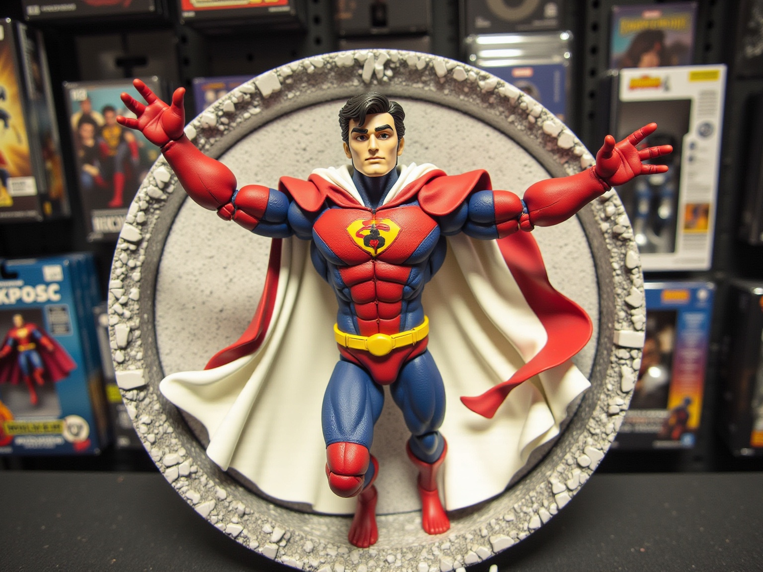 a superhero action figure with detailed costume, action figure style