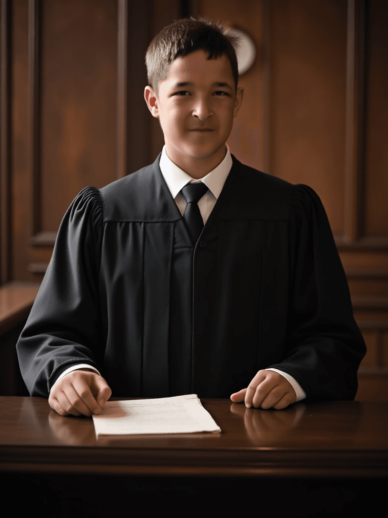 portrait of a man's profession as a judge in an appropriate setting