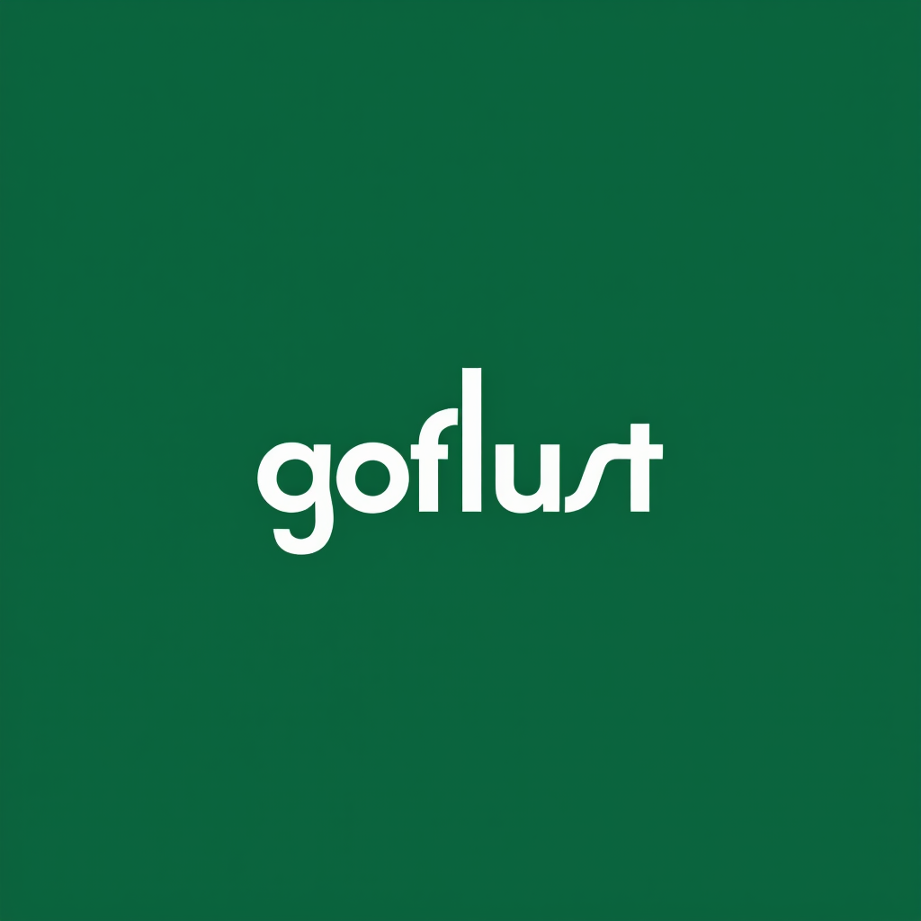the name of brand: "Goflust"
logo m marketing type, max double colors, background is bottle green, the name of brand "goflust" must to have "go" is white and "flust" is black, fancy type
