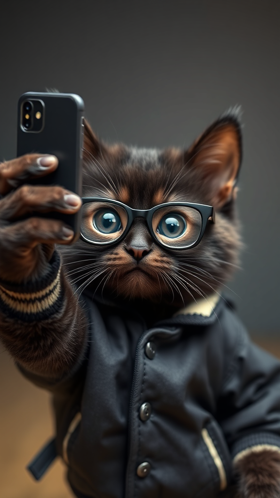 a-baby-black-cat-is-taking-a-selfie-with-91xr39k5h