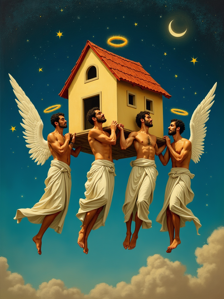 four-men-carrying-a-house-on-their-70qbfxpmv4