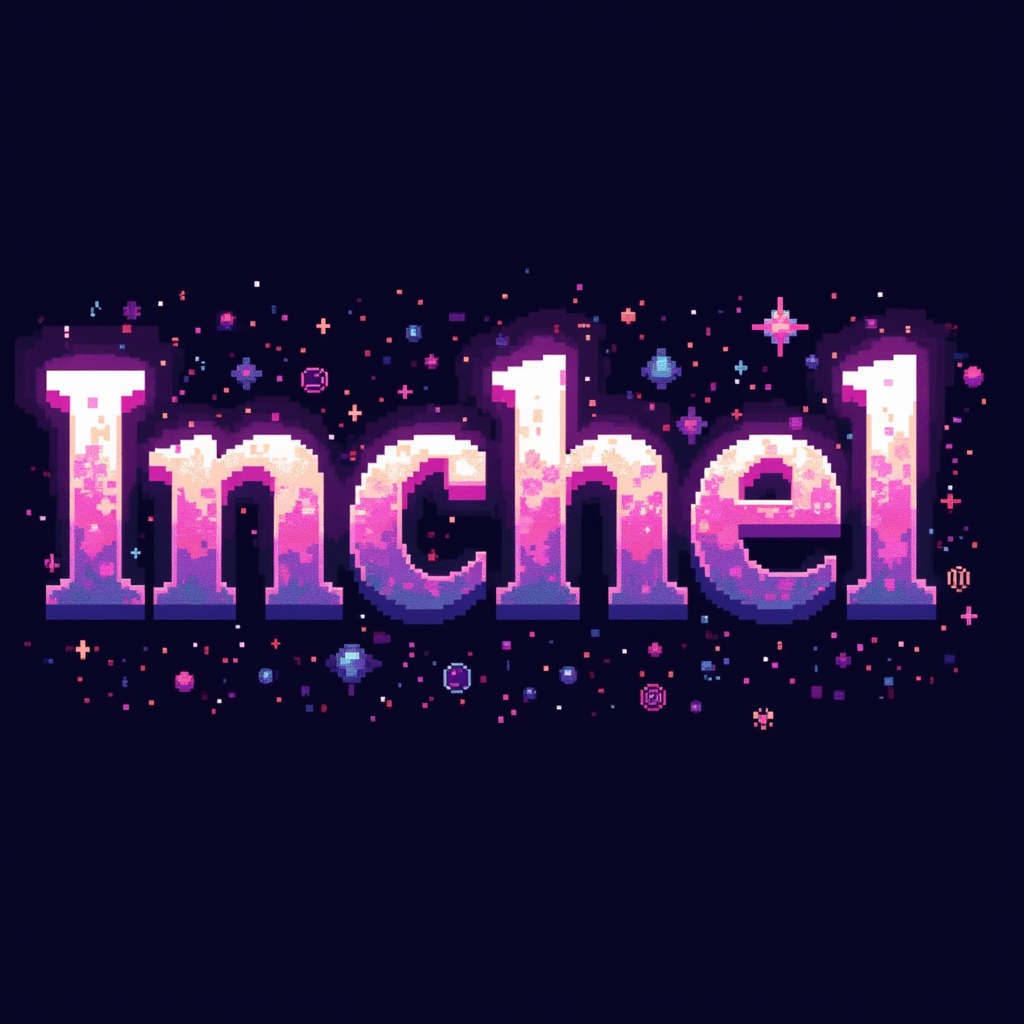 The word "Inchel" is Purple in a cosmic style