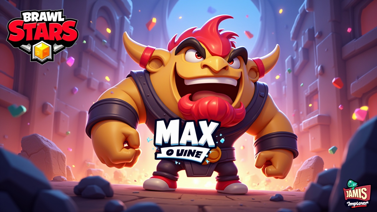 j'aimerai une miniature attrailante sur le sujet du brawler Max de brawl star au rank max

