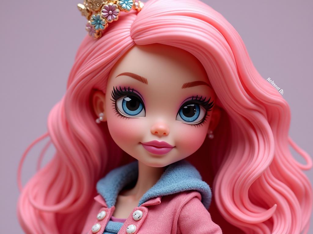 Создай арт: 3D-куклу в стиле Bratz, из soft touch пластика.
Персонаж должен полностью повторять детали человека с фото: прическу, фигуру, внешность, глаза, одежду.
Кукла лежит в полный рост в пластиковом углублении, которое повторяет её силуэт.
Стиль: максимально реалистичный, соотношение 9:16.
Имя Анастасия- буквы впечатаны и выгравированы на коробке.
Аксессуары внутри коробки: разложены рядом с куклой по своим местам в отдельных ячейках -, пинцет, маска, палетка ресниц и т.д.)