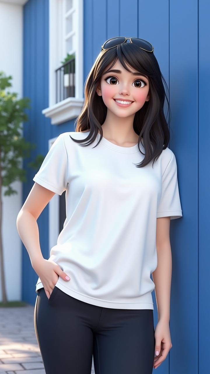 a cute girl, pixar style