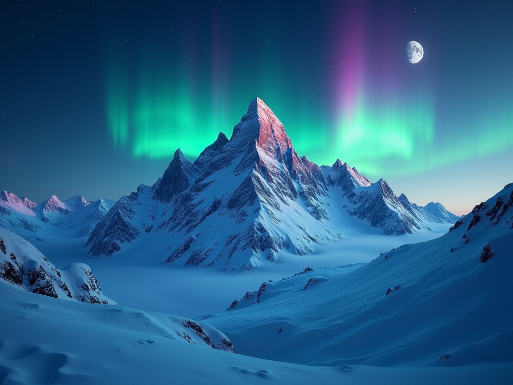 A majestic KairoCRM logo, nestled amidst towering, snow-capped peaks reflecting a vibrant aurora borealis, rendered in a minimalist, geometric logo-design style with sharp lines and icy blues, greens, and purples, conveying a sense of strength, reliability, and innovative technology, evoking the serene yet powerful spirit of the Nordic mountains.
