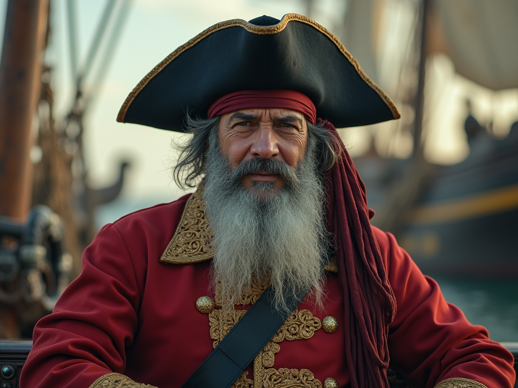 Make a picture of Khomeini in the form of a pirate.