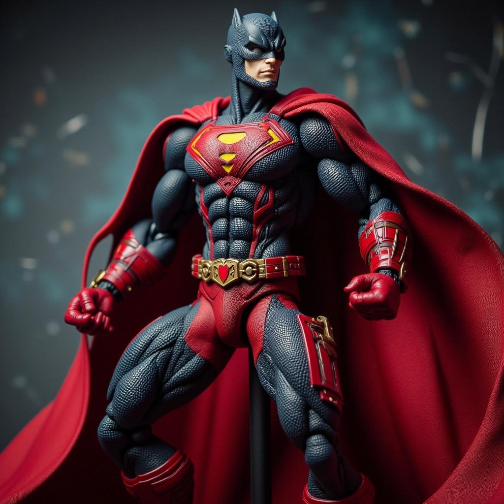 a superhero action figure with detailed costume, action figure style