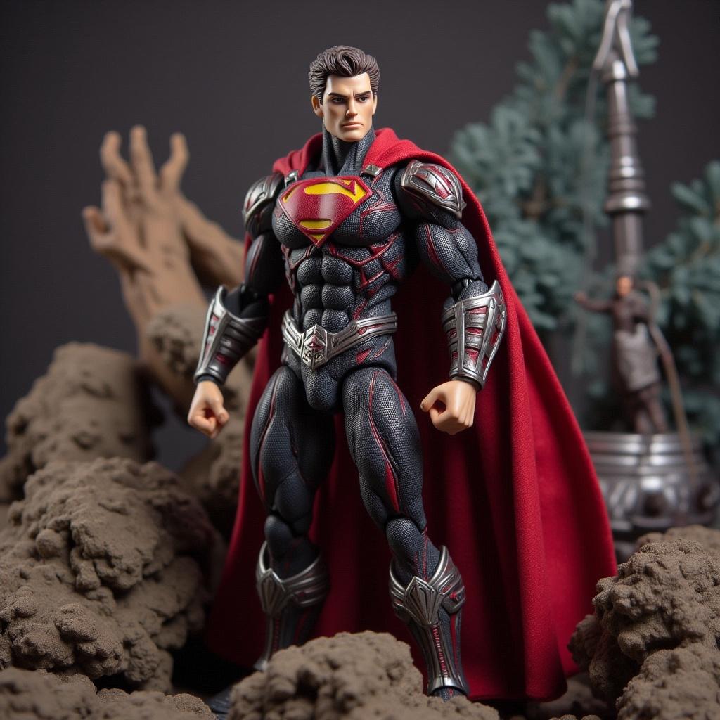 a superhero action figure with detailed costume, action figure style