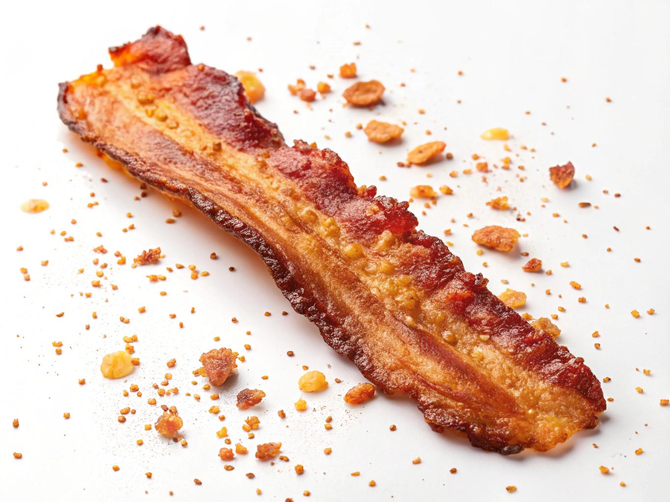 bacon piece on a white background
