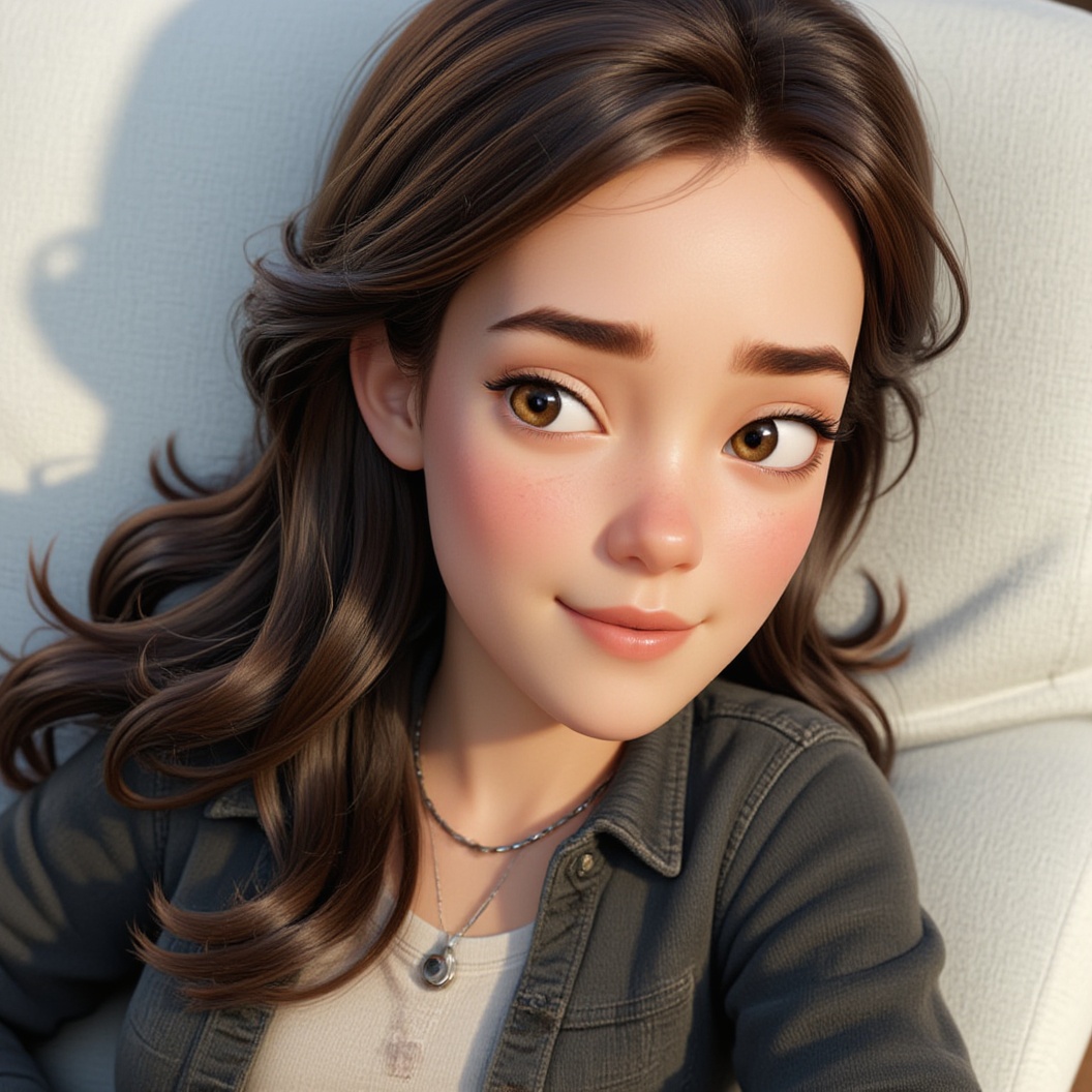 a cute character with big expressive eyes, disney pixar style