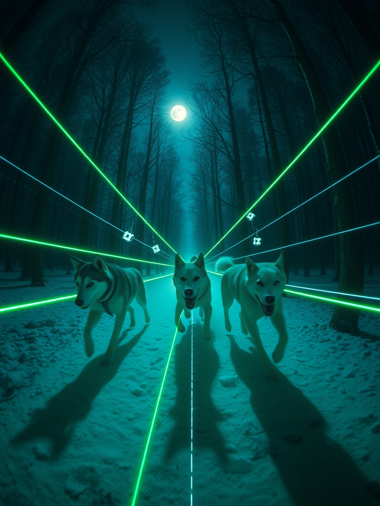 a-night-forest-scene-with-three-huskies-ylk9eq88bw