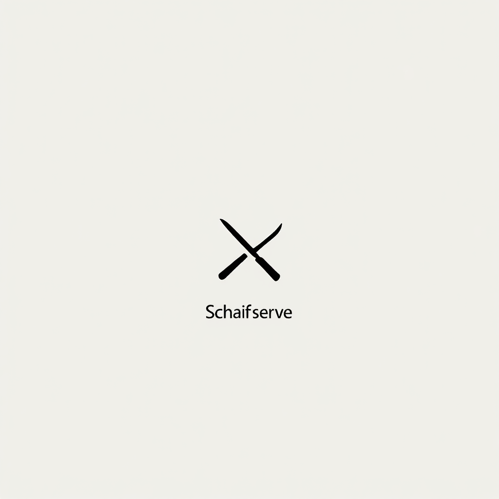 crossed halberde, kitchen knive. Text: schleifservice oester