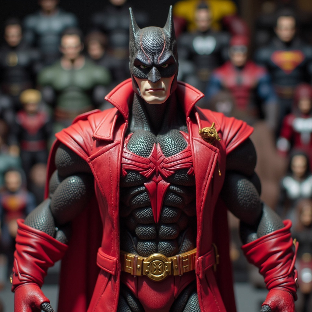 a superhero action figure with detailed costume, action figure style