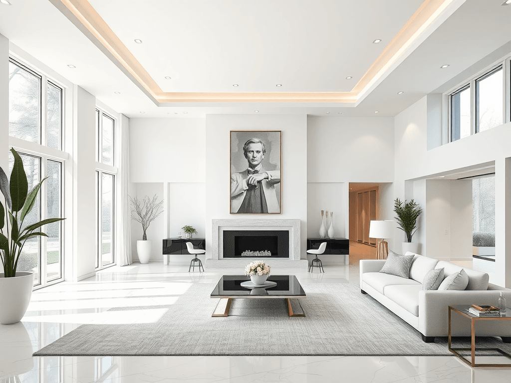 modern white aesthetic million dollar interior of rich house
