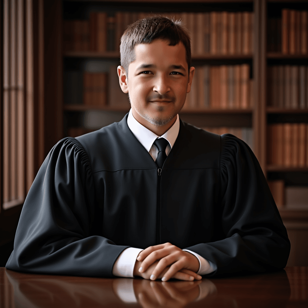 portrait of a man's profession as a judge in an appropriate setting
