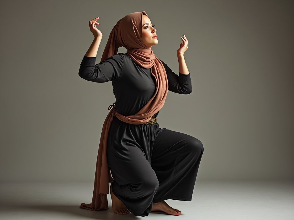 A hijab woman doing twerk