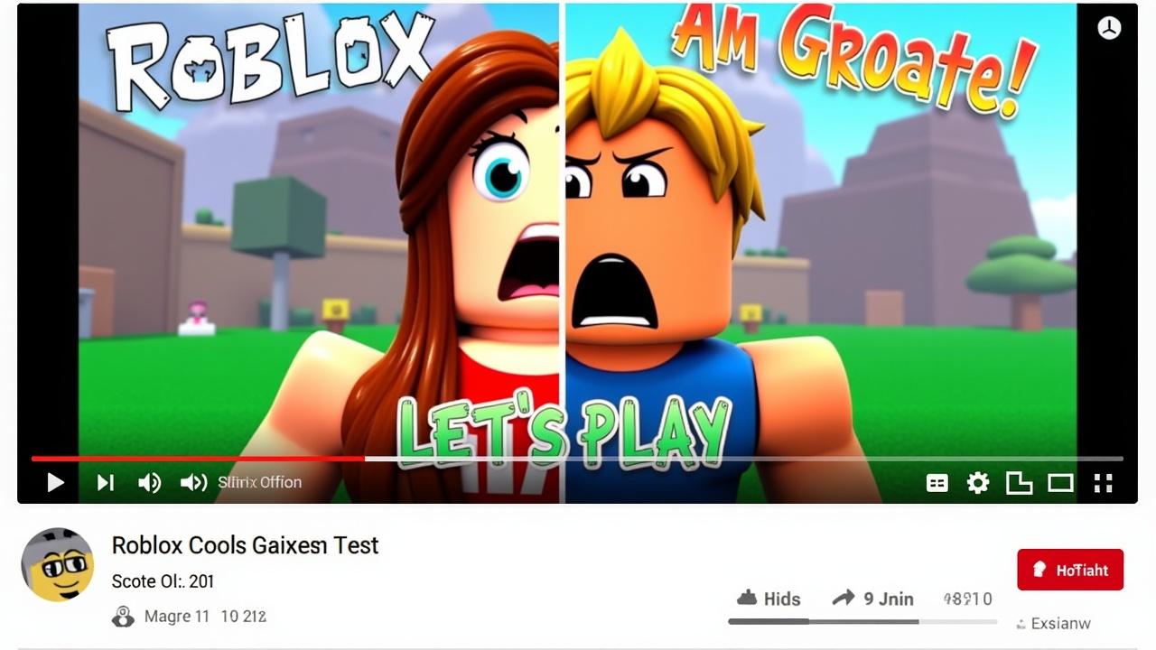 Génère moi une miniature Youtube Ou je teste des jeux roblox
