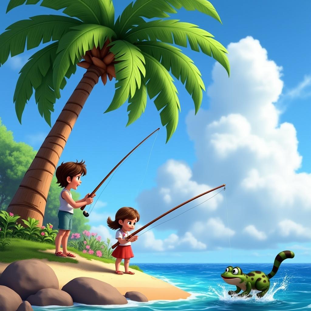 a-palm-tree-is-blooming-on-the-island-children-are-hnd5w9v4v