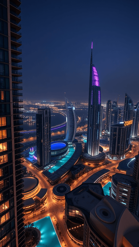 rich penthouse dubai at night 