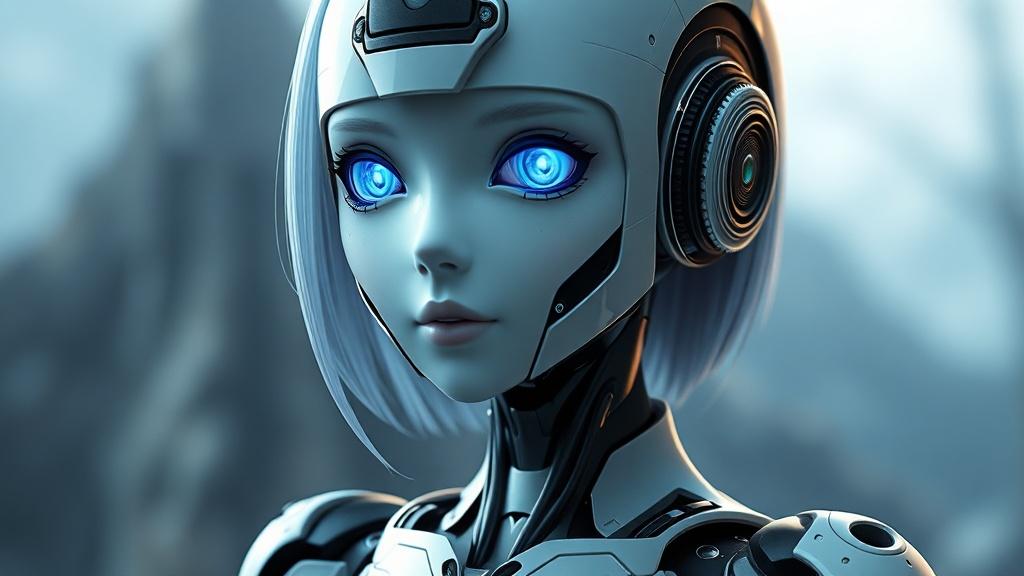 An 8K ultra-HD semi -anime image full body portrait of android 2b from nier automata
