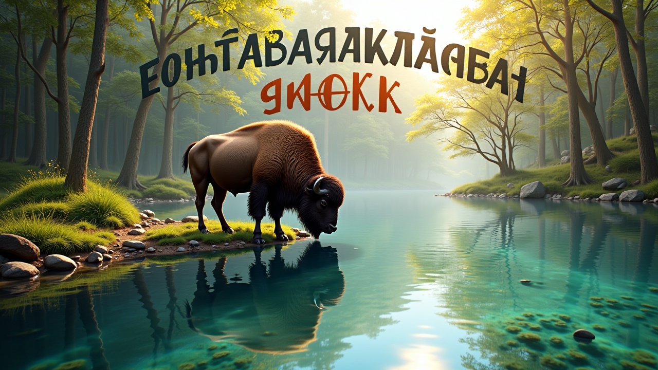 bolshoj-zubr-pet-vodu-iz-krasivogo-ozera-dm47m799g
