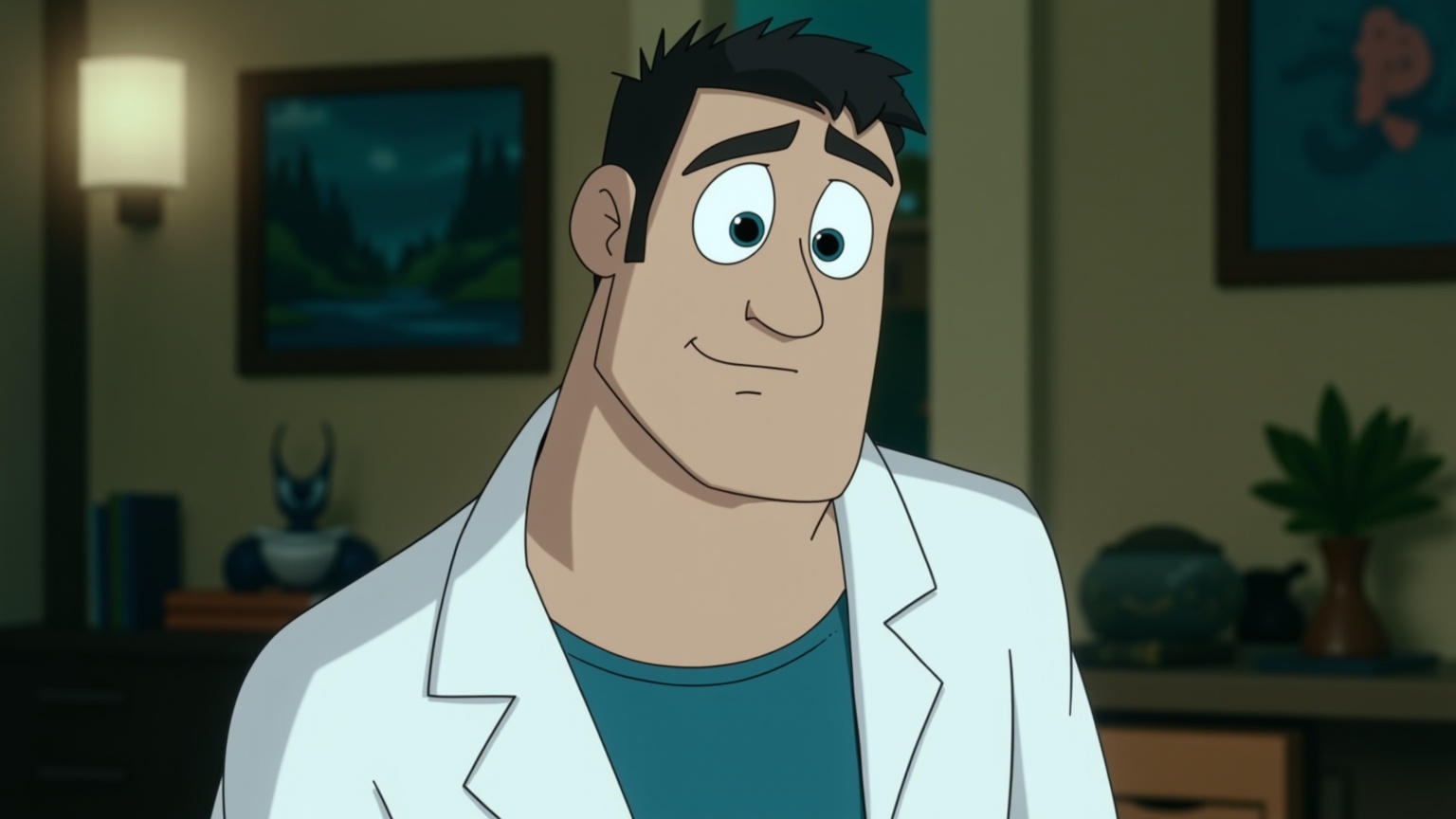 a cute character with big expressive eyes, disney pixar style