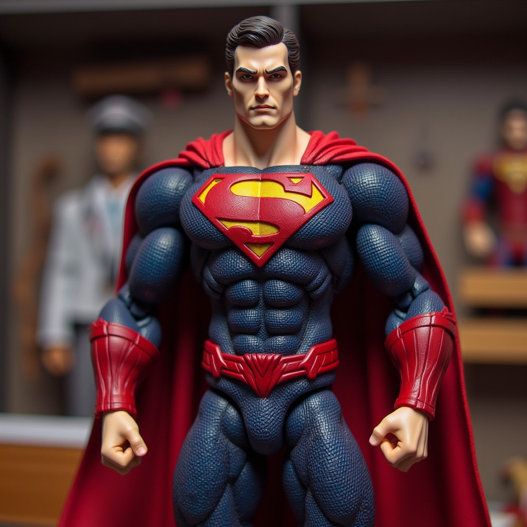 a superhero action figure with detailed costume, action figure style