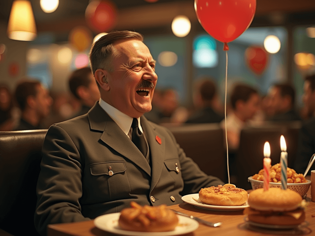 Adolf Hitler celebrating his birthday party at McDonalds
